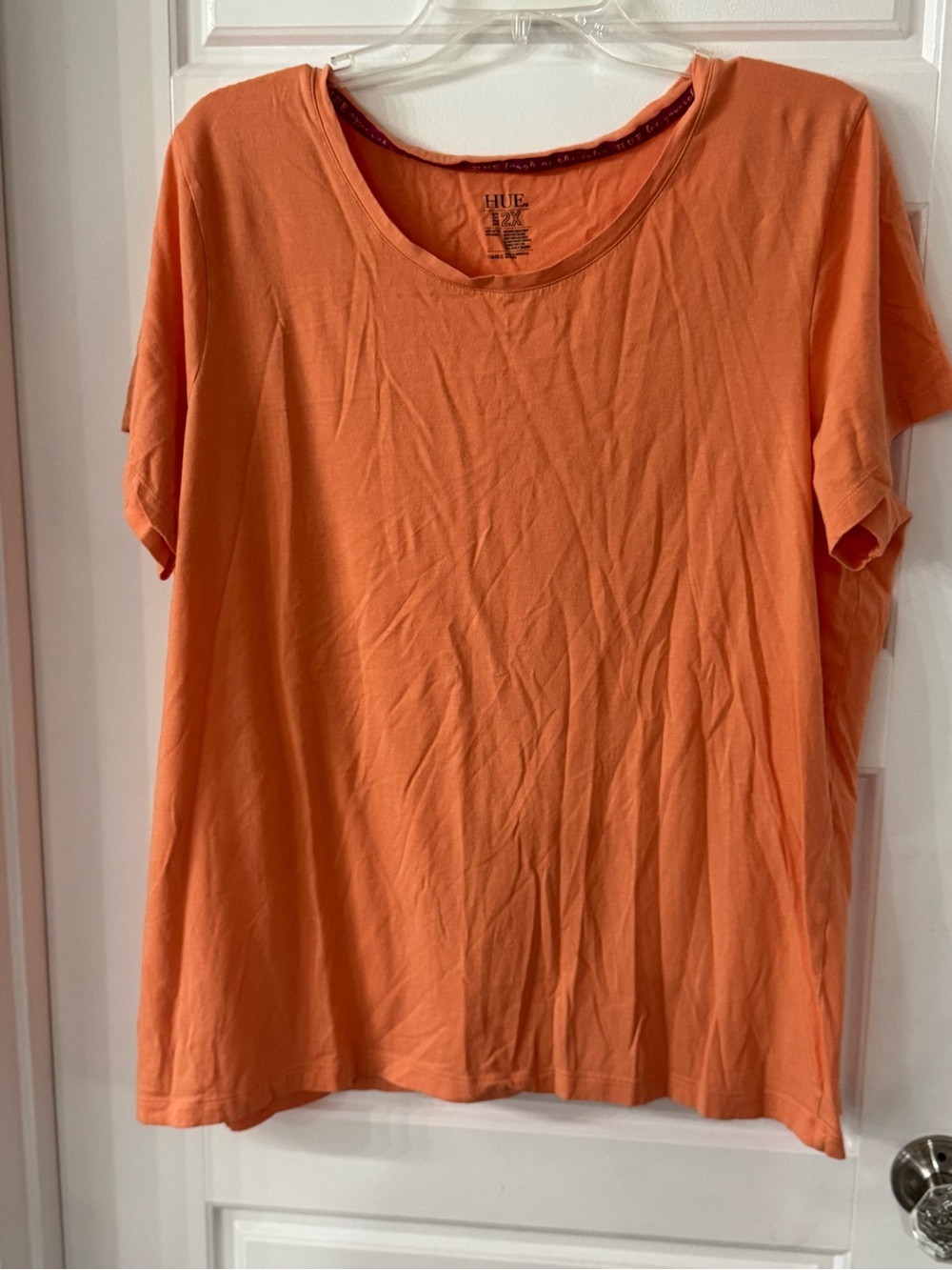 HUE Women's Orange Scoop Neck Short Sleeve Tee